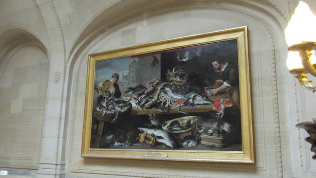 'Pescadores en su puesto', cuadro de Frans Snyders expuesto en el Museo del Louvre (París). Foto: Juan Carlos Báez.