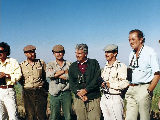 De izquierda a derecha, Manuel Fernández Cruz, Jesús Vozmediano, Beltrán de Ceballos, José María Blanc, Javier Castroviejo y Antonio Camoyán, durante la presentación del proyecto del Lucio del Cangrejo (Doñana) en 1991.