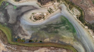 Imagen aérea de la laguna de Santa Olalla, en Doñana, prácticamente seca. La fotografía fue tomada el pasado mes de octubre (foto: EBD-CSIC).